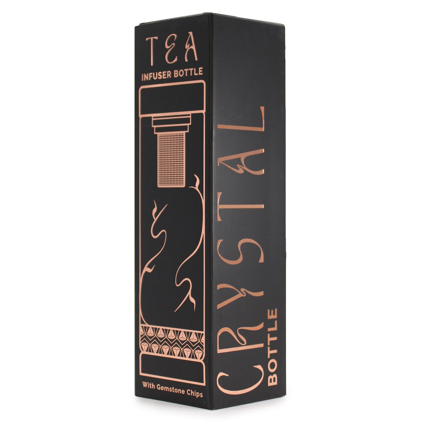Botella infusora de té de cristal - Oro rosa - Cuarzo de roca