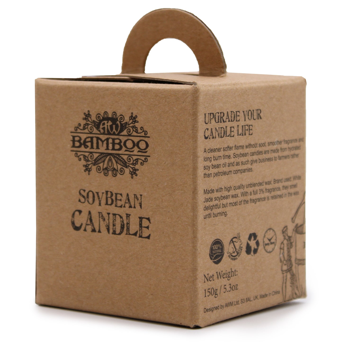 Cucumber & Mint candle packaging made from recycled glass—designed for sustainability and zero-waste home scenting