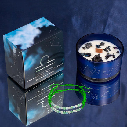 Vela de Cristal Zodíaco com Pulseira de Pedras Preciosas - Libra