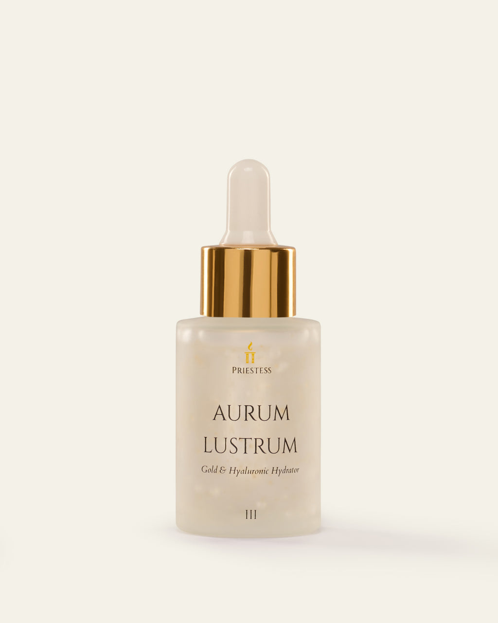 Aurum Lustrum skincare dropper bottle on a white background