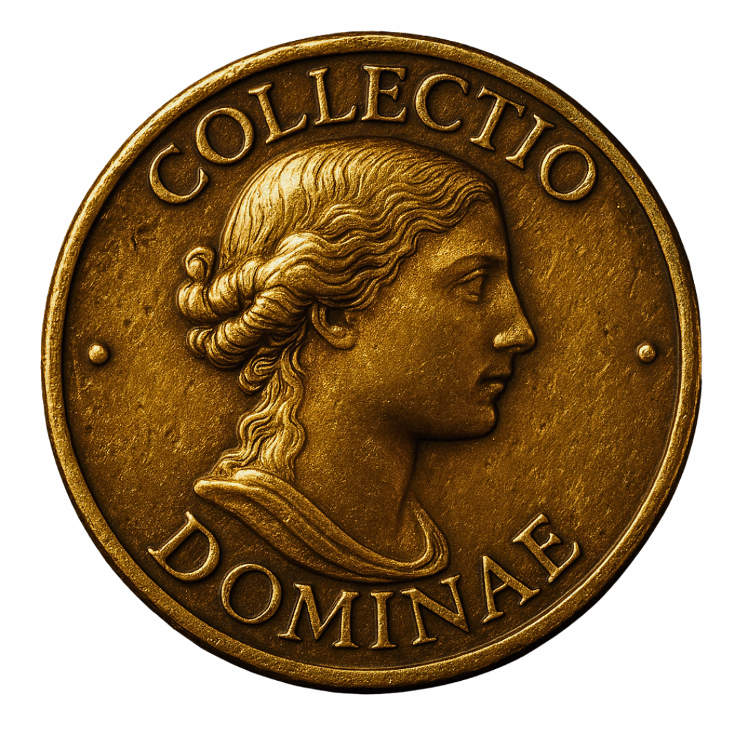 Bronze coin with a profile of a woman's face and engraved text on a white background