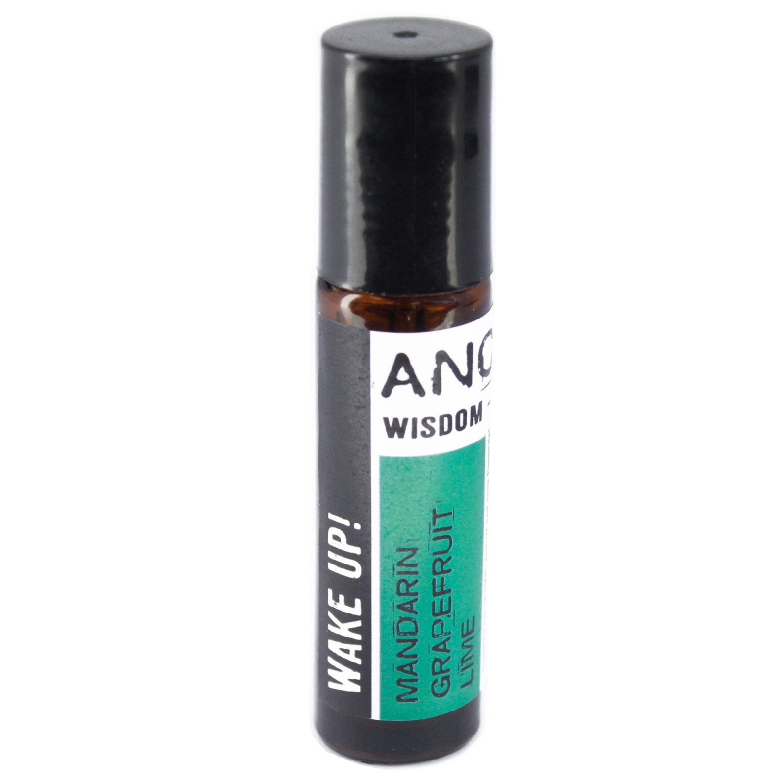 Side view of Energizing Citrus essential oil roll-on label with citrus blend details.