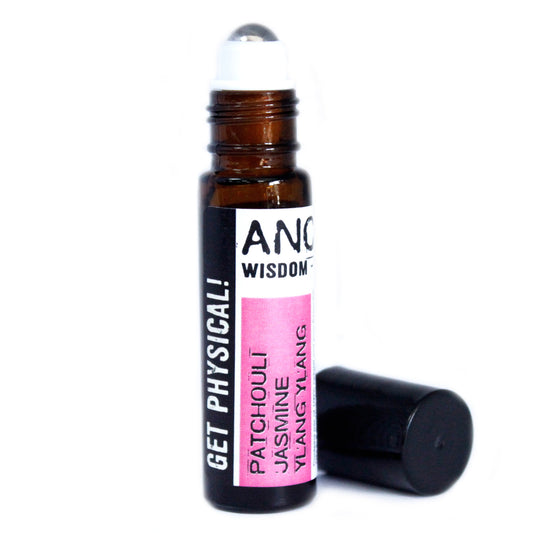 Get Physical roll-on essential oil with patchouli, jasmine, and ylang ylang for energy and confidence.