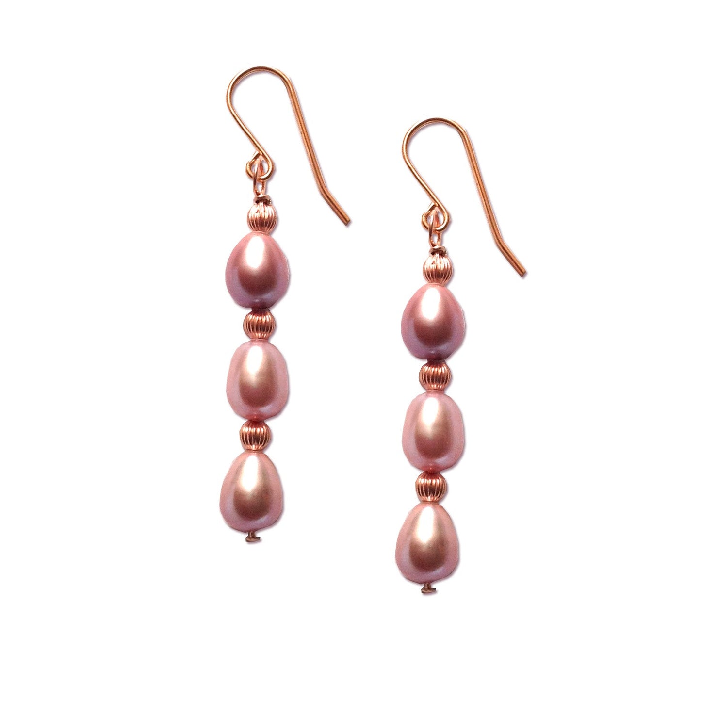 Pink Freshwater Pearl Earrings, Pearl Drop Earrings, Yellow 9k Gold earrings | by nlanlaVictory-0