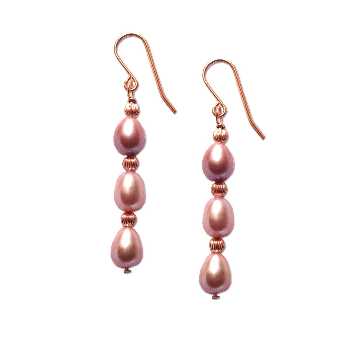 Pink Freshwater Pearl Earrings, Pearl Drop Earrings, Yellow 9k Gold earrings | by nlanlaVictory-0