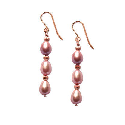 Pink Freshwater Pearl Earrings, Pearl Drop Earrings, Yellow 9k Gold earrings | by nlanlaVictory-0