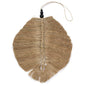 35cm raffa leaf wall hanging against a white background with pinewood beads, styled for eco and boho interiors.