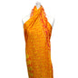 Lime and orange mandala sarong tied halter-style on mannequin, floral pattern and fringe visible