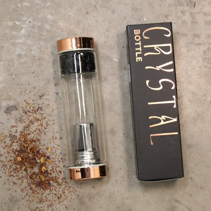 Botella infusora de té de cristal - Oro rosa - Cuarzo de roca