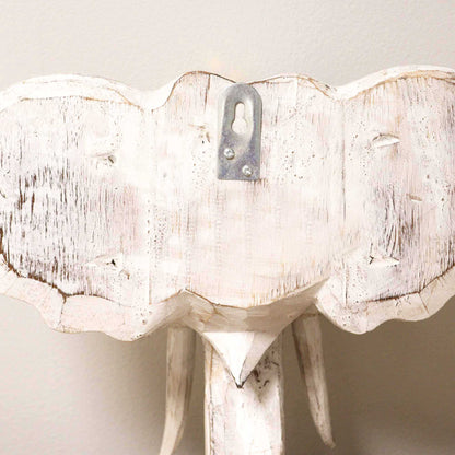 Back view of elephant head wall decor showing secure metal mounting hook