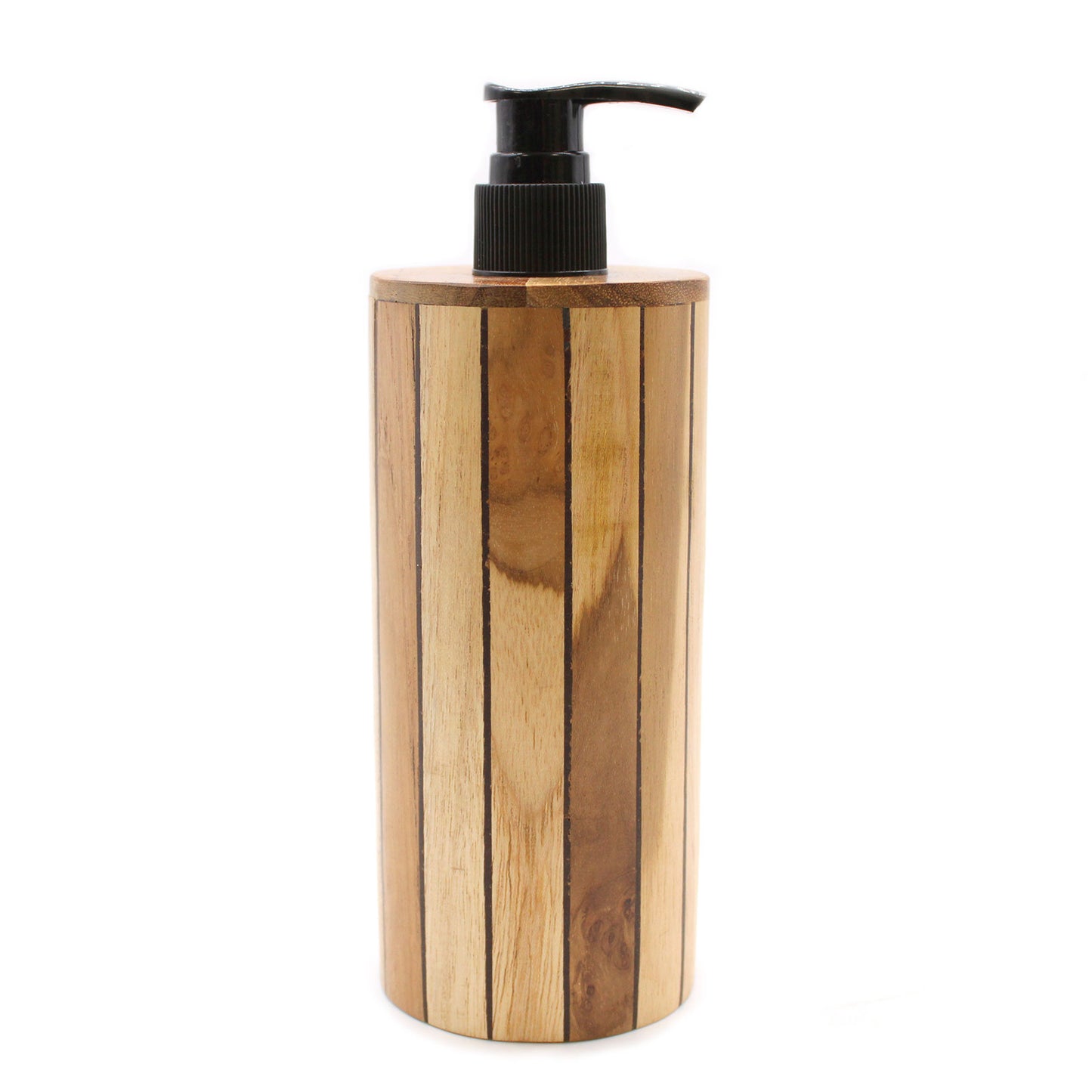 Round Teakwood Soap Dispenser – Minimalist Wooden Bathroom Accessory for Plastic-Free Living