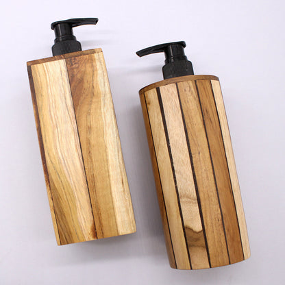 Round Teakwood Soap Dispenser – Minimalist Wooden Bathroom Accessory for Plastic-Free Living