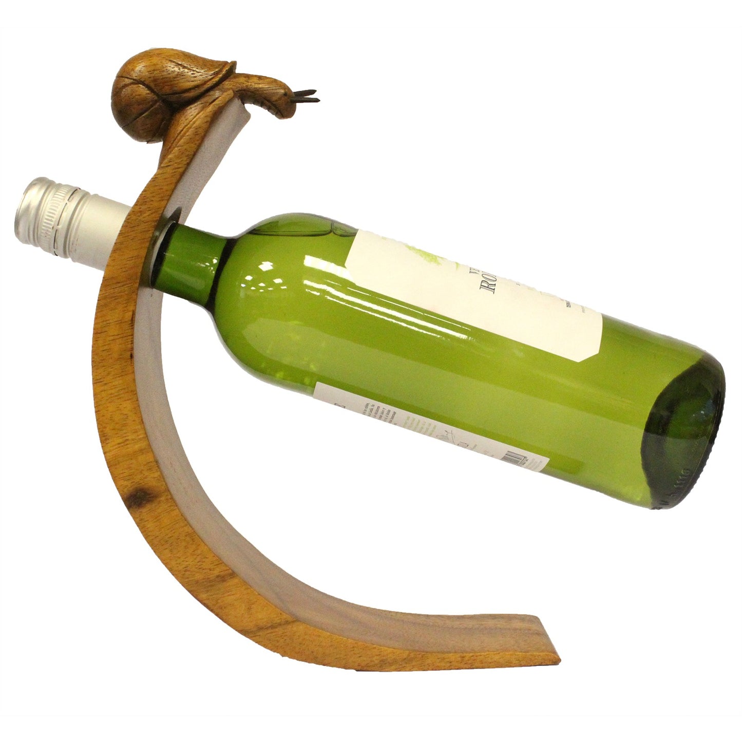 shaped wooden wine holder with a central hole, eco-resin finish side view