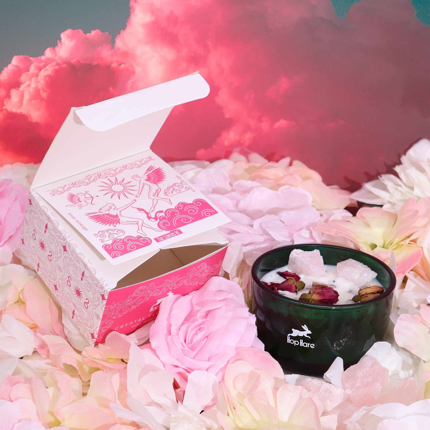 The Lovers Candle styled in a sensual, sacred setting for love rituals, bonding, and heart-centered intention work