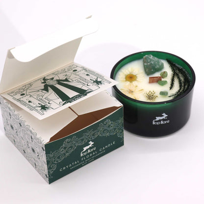 The Magician crystal candle with Jade and dried flowers for manifestation, clarity, and transformative rituals