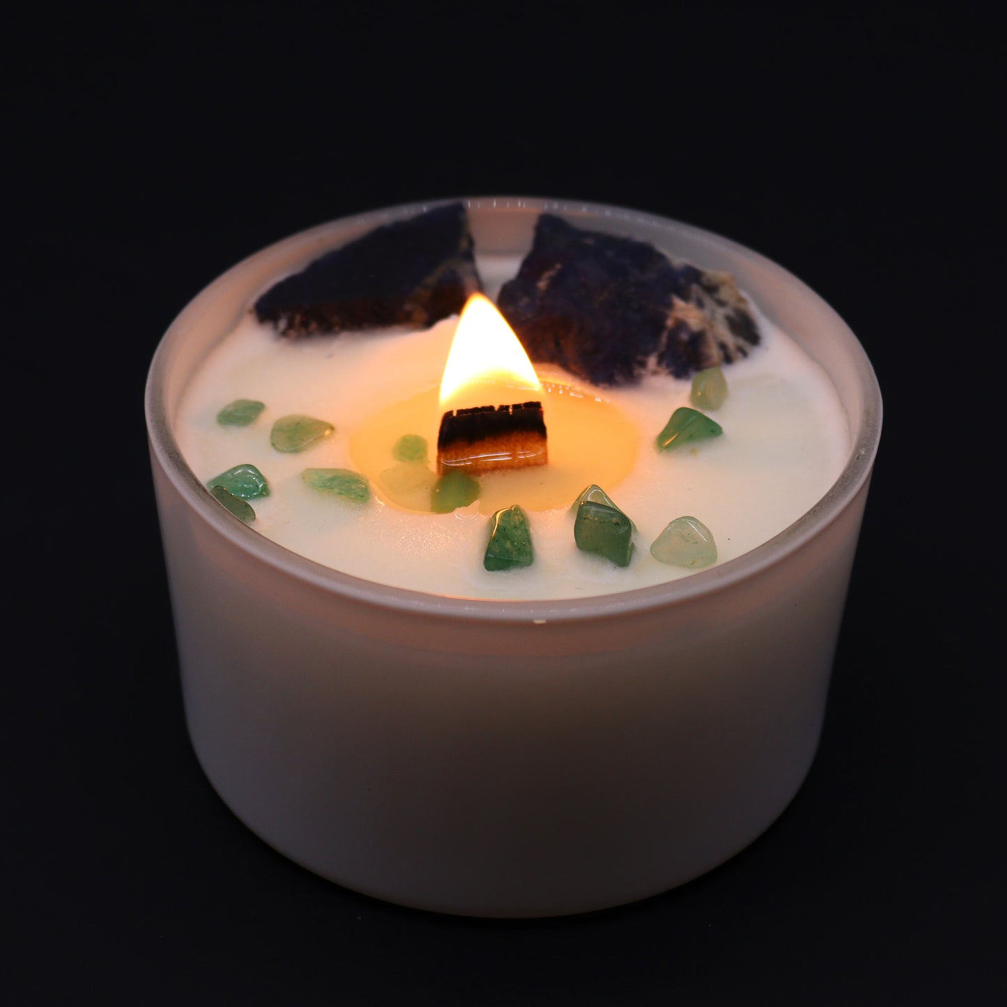 Lit Throat Chakra Candle with Gentle Reasons fragrance for calm speech and expression rituals