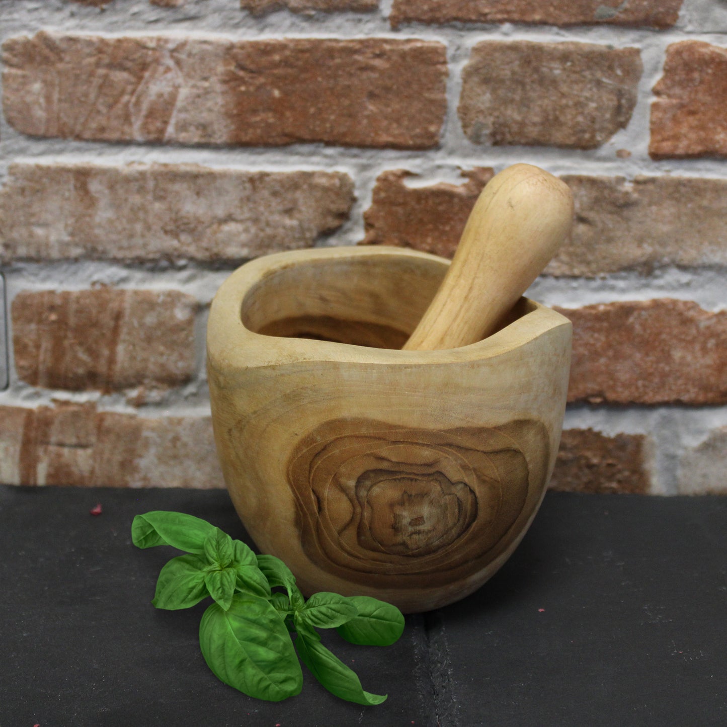 Medium Teak Pestle & Mortar – Wooden Herb Grinder for Everyday Cooking Rituals