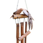Handcrafted twin bird wind chime made from coconut shell and bamboo, shown on white background for garden or patio decor